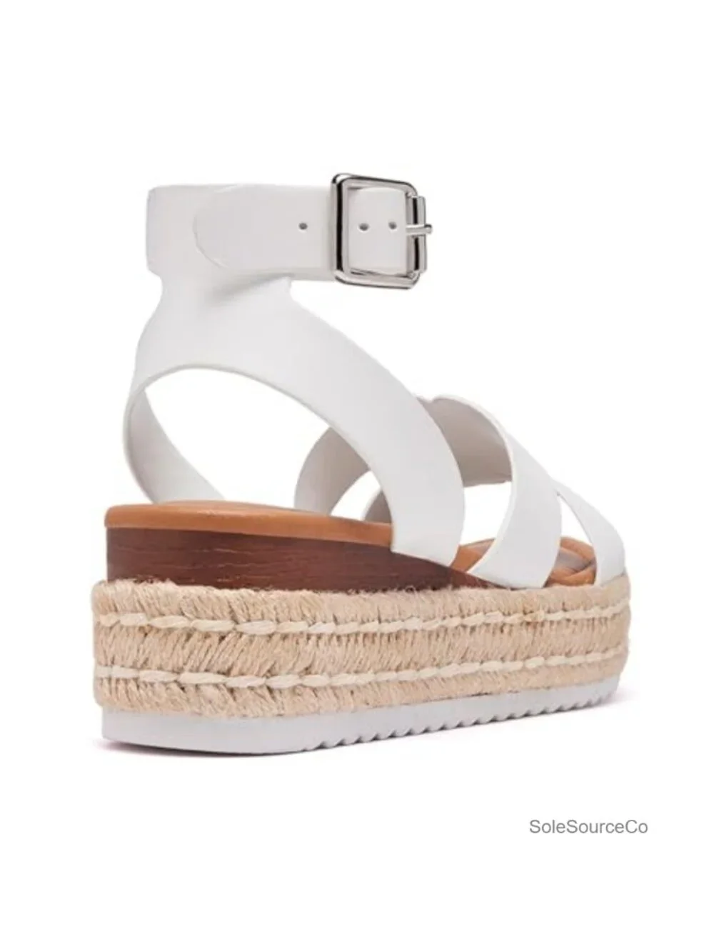 Women's Platform Espadrille Sandals Adjustable Ankle Strap Wedge Open Toe PU